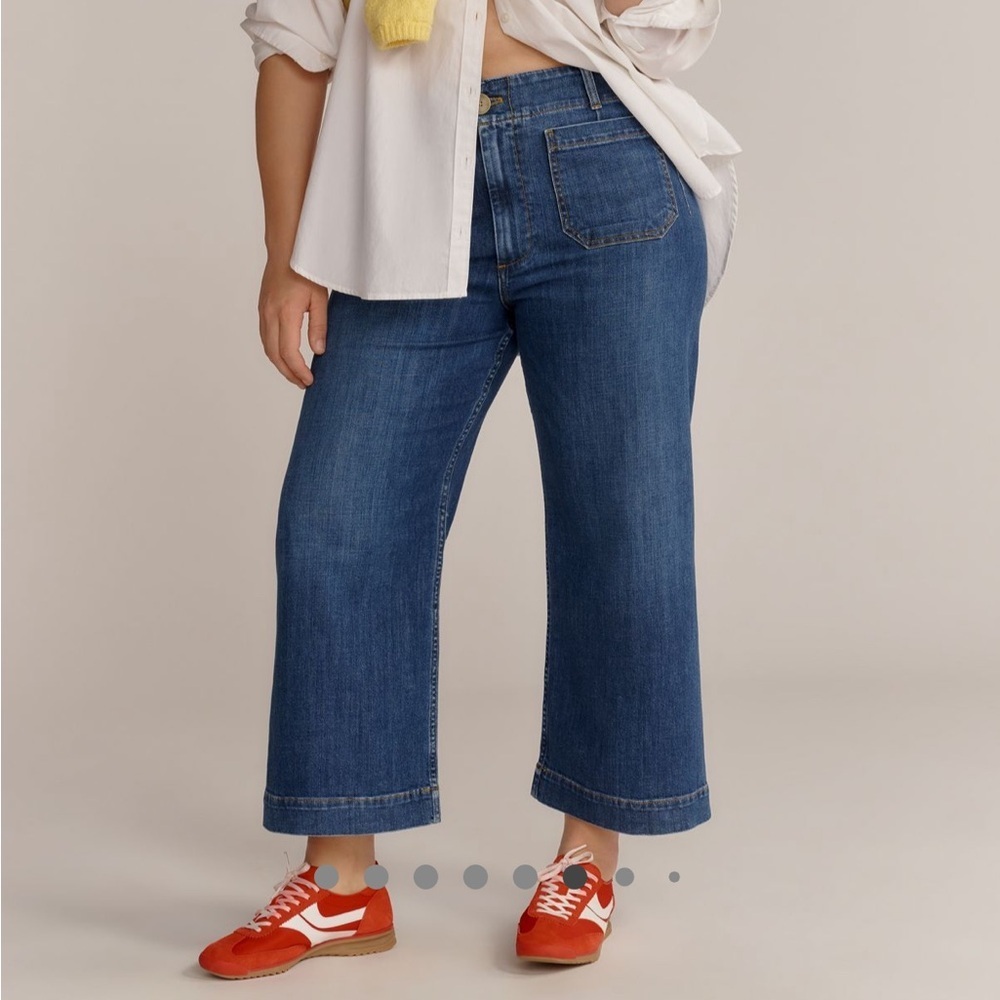 Anthropologie Maeve The Colette Jean Mini Fern Wash High Rise Sz 32 TALL NEW